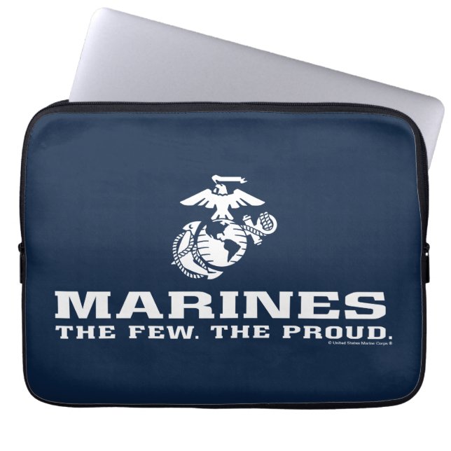 USMC The Few The Proud Logo Stacked - White Laptop Sleeve (Front)