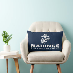 USMC The Few The Proud Logo Stacked - White Lumbar Cushion