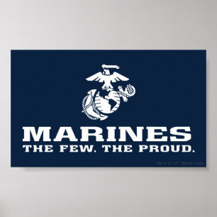 USMC The Few The Proud Logo Stacked - White Poster