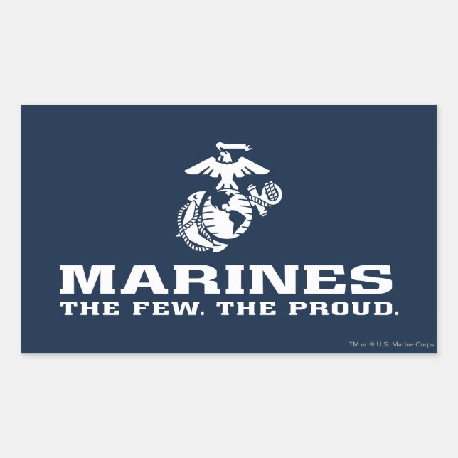 USMC The Few The Proud Logo Stacked - White Rectangular Sticker (Front)