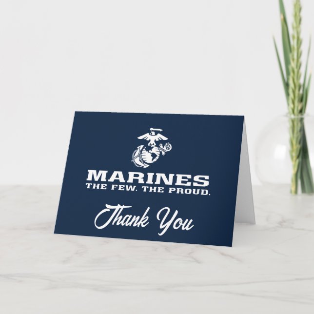 USMC The Few The Proud Logo Stacked - White Thank You Card (Front)