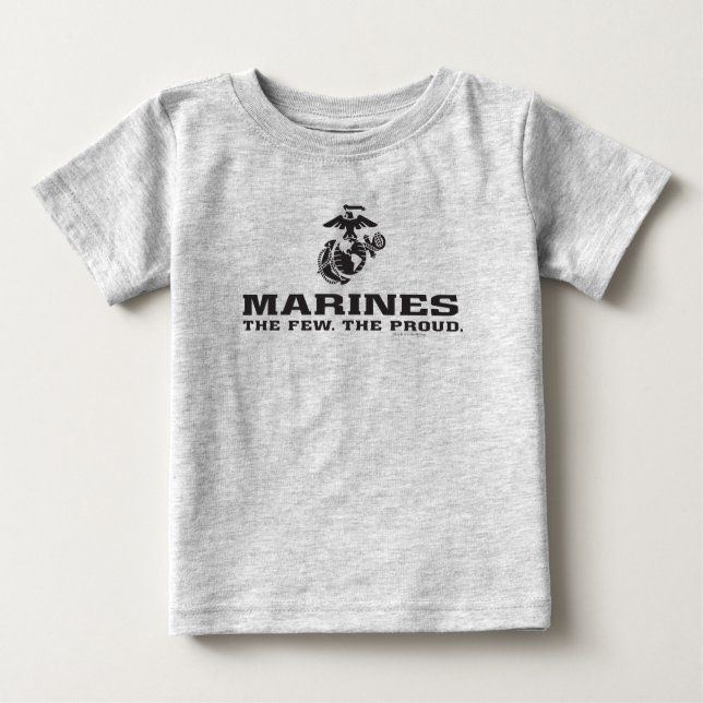 USMC "The Few, The Proud" Stacked Black Logo Baby T-Shirt (Front)