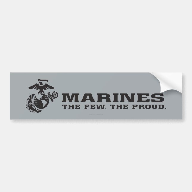 USMC "The Few, The Proud" Stacked Black Logo Bumper Sticker (Front)