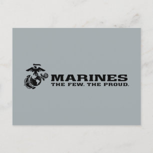 USMC "The Few, The Proud" Stacked Black Logo Holiday Postcard