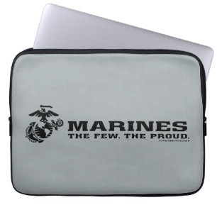 USMC "The Few, The Proud" Stacked Black Logo Laptop Sleeve