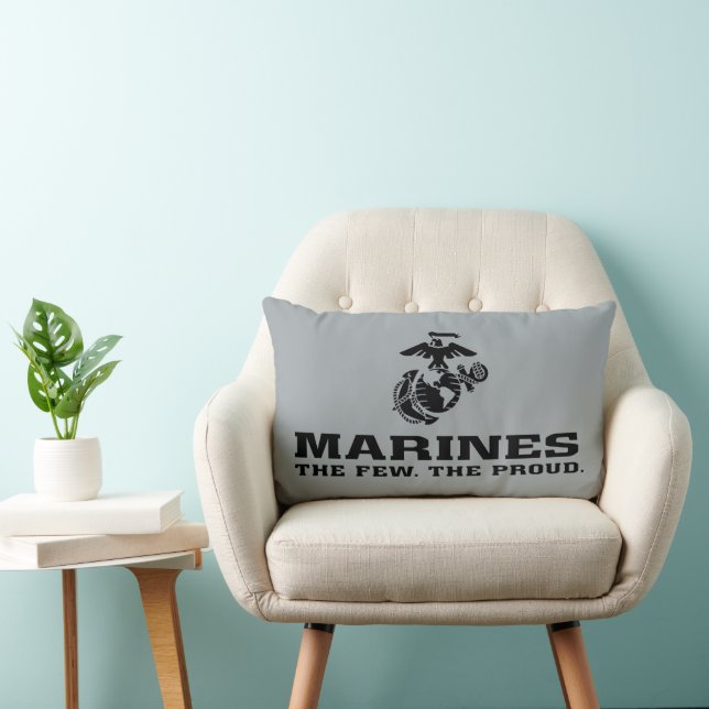 USMC "The Few, The Proud" Stacked Black Logo Lumbar Cushion (Chair)