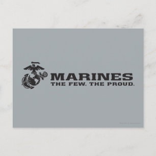 USMC "The Few, The Proud" Stacked Black Logo Postcard