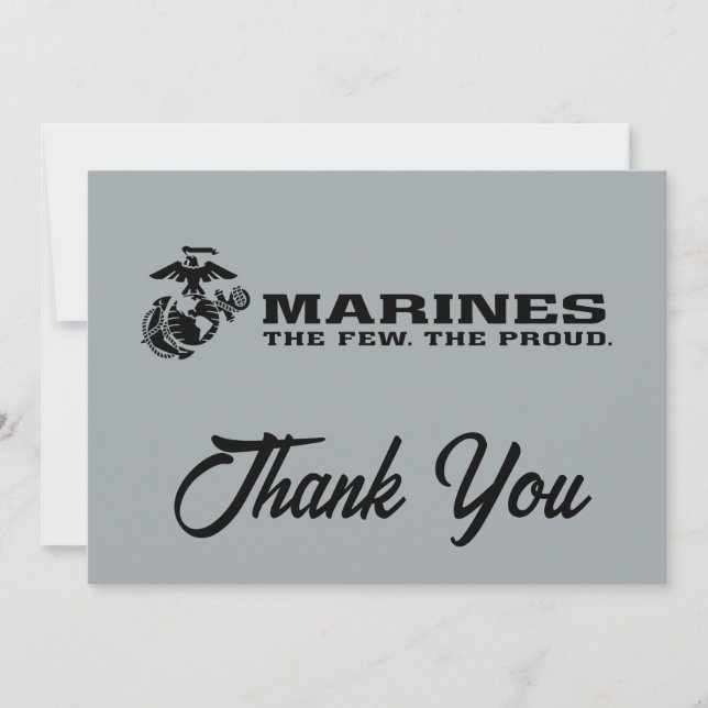USMC "The Few, The Proud" Stacked Black Logo Thank You Card (Front)