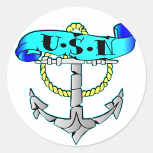 USN Anchor Tattoo Classic Round Sticker