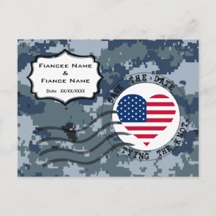 USN Navy Save the Date & American Heart Announcement Postcard