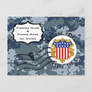 USN Navy Save the Date and Flag Announcement Postcard