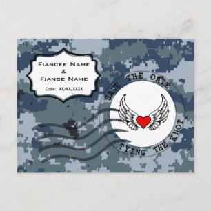 USN Navy Save the Date and Heart Announcement Postcard