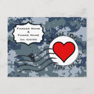 USN Navy Save the Date and Heart Announcement Postcard
