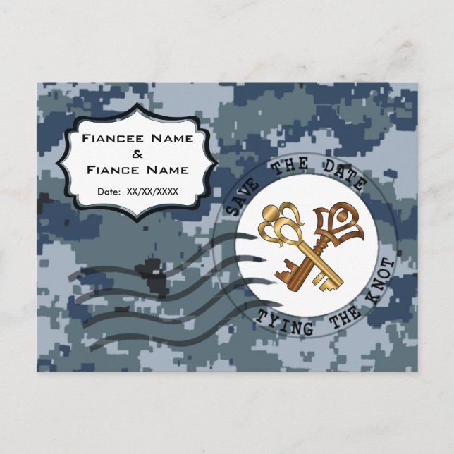 USN Navy Save the Date and Keys Announcement Postcard (Front)