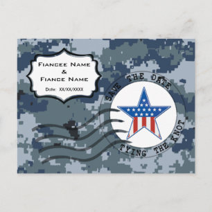 USN Navy Save the Date and Star Announcement Postcard