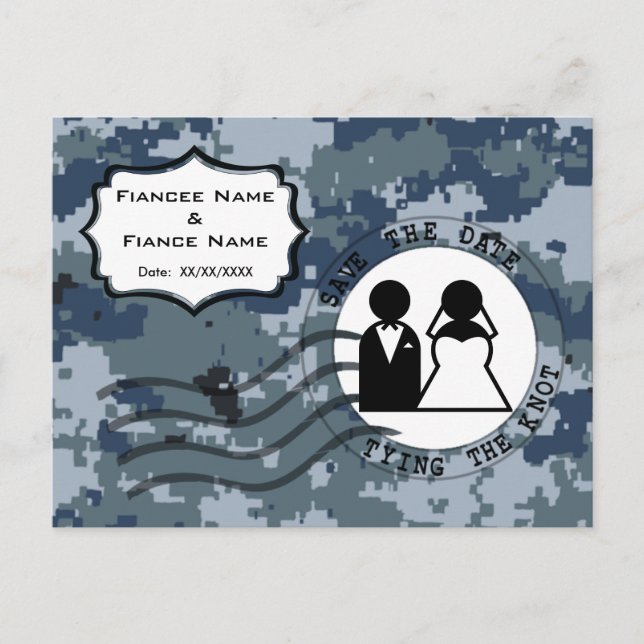 USN Navy Save the Date & Bride and Groom Announcement Postcard (Front)