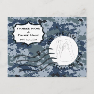 USN Navy Save the Date & Bride and Groom Announcement Postcard