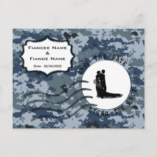 USN Navy Save the Date & Bride and Groom Announcement Postcard
