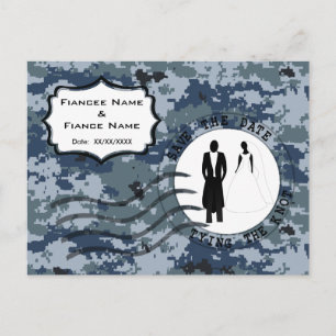 USN Navy Save the Date & Bride and Groom Announcement Postcard