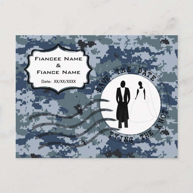 USN Navy Save the Date & Bride and Groom Announcement Postcard (Front)