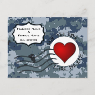 USN Navy Save the Date & Heart Announcement Postcard