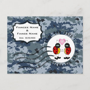 USN Navy Save the Date & Ladybugs Announcement Postcard