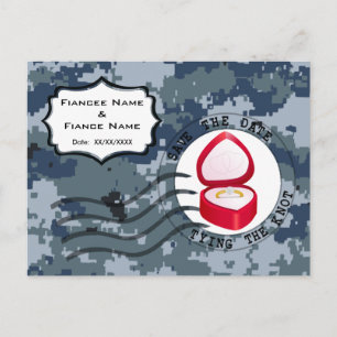 USN Navy Save the Date & Ring Announcement Postcard