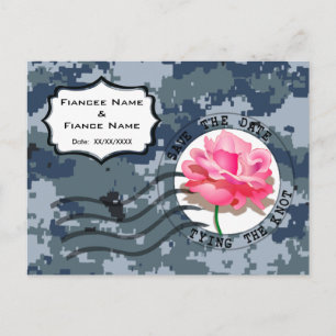 USN Navy Save the Date & Rose Announcement Postcard