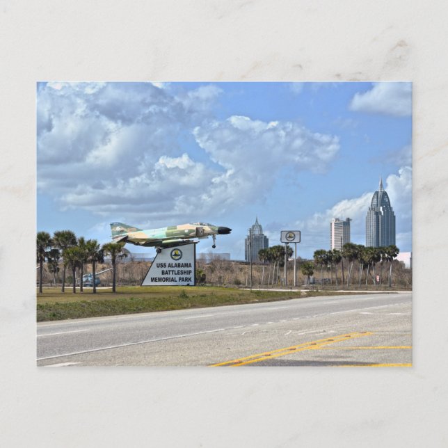 USS Alabama Battleship Memorial Park Sign Postcard (Front)