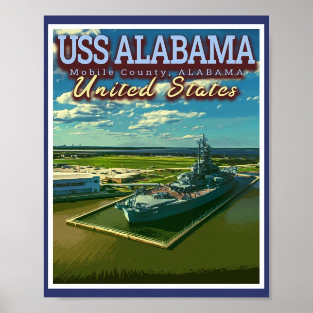 USS ALABAMA BATTLESHIP - MOBILE ALABAMA USA POSTER (Front)