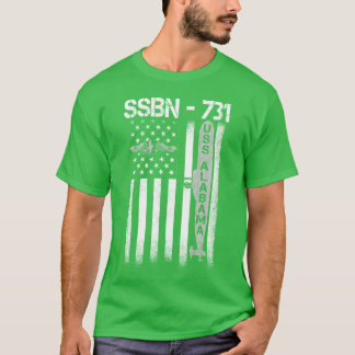 USS Alabama Ssbn 731 Submarine Badge American Flag T-Shirt