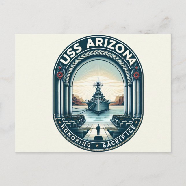 USS Arizona Memorial: A Tribute to Heroic Sacrific Holiday Postcard (Front)