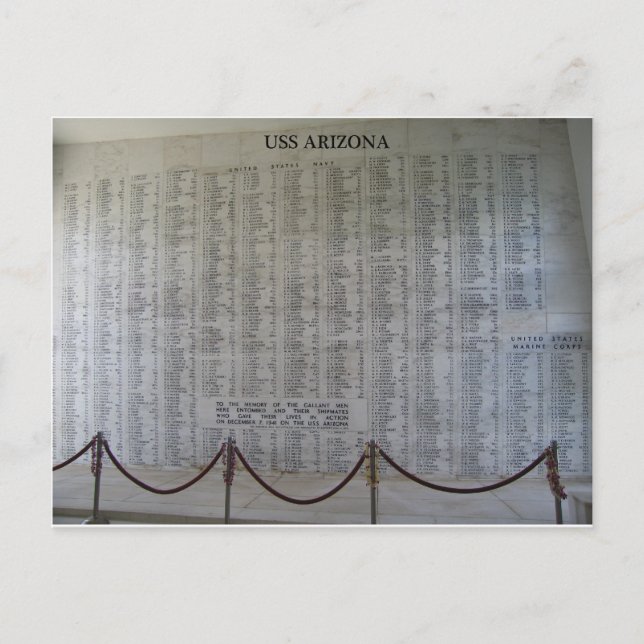 USS Arizona Plaque Postcard (Front)