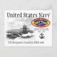 USS BENJAMIN FRANKLIN SSBN-640 SUB. - Postcard