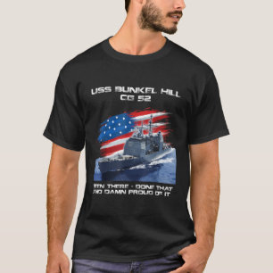 USS Bunker Hill CG 52 Class Cruiser American Flag T-Shirt
