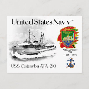 USS CATAWBA ATA-210 AUXILIARY TUG POSTCARD