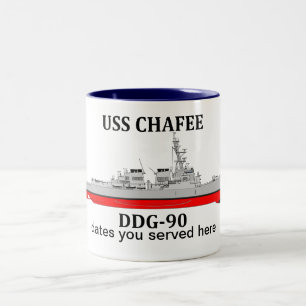 USS Chafee, DDG-90, customisable dates served Two-Tone Coffee Mug