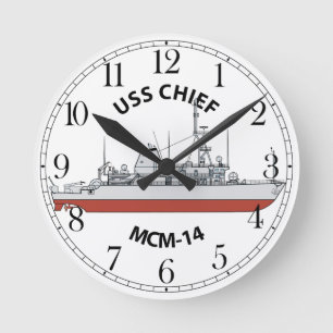 USS Chief MCM-14 Round Clock