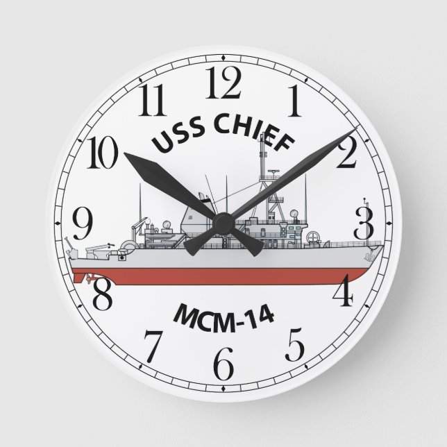 USS Chief MCM-14 Round Clock (Front)