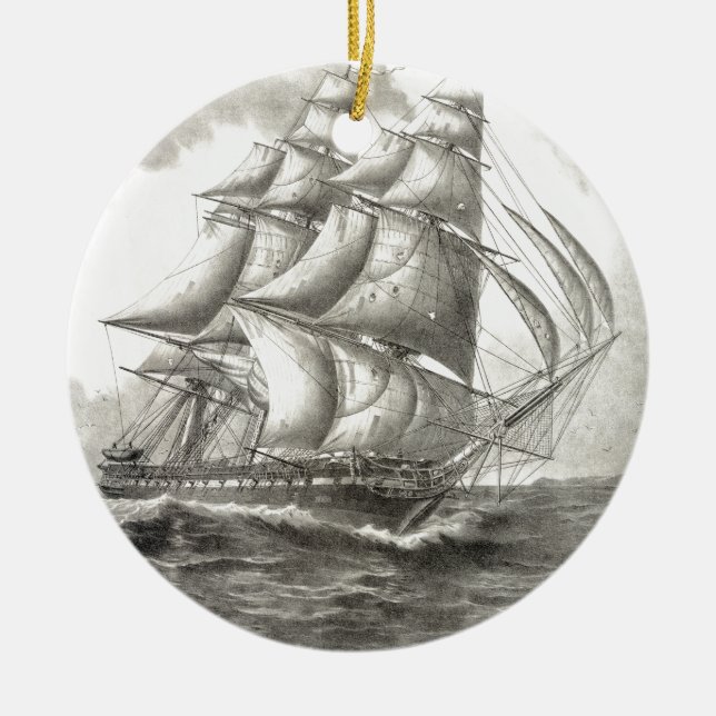 USS Constitution Ceramic Ornament (Front)