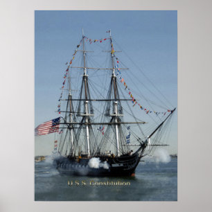 USS Constitution Firing Cannons Poster