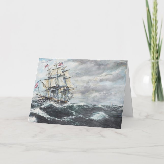 USS Constitution heads for HM Frigate Guerriere Holiday Card (Front)