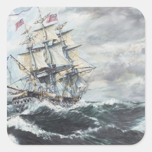 USS Constitution heads for HM Frigate Guerriere Square Sticker (Front)