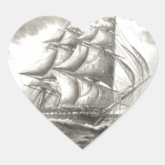 USS Constitution Heart Sticker (Front)