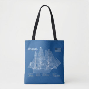 USS Constitution - Ship Blueprint Plans ABD Tote Bag
