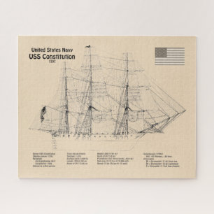 USS Constitution - Ship Blueprint Plans SD Jigsaw Puzzle