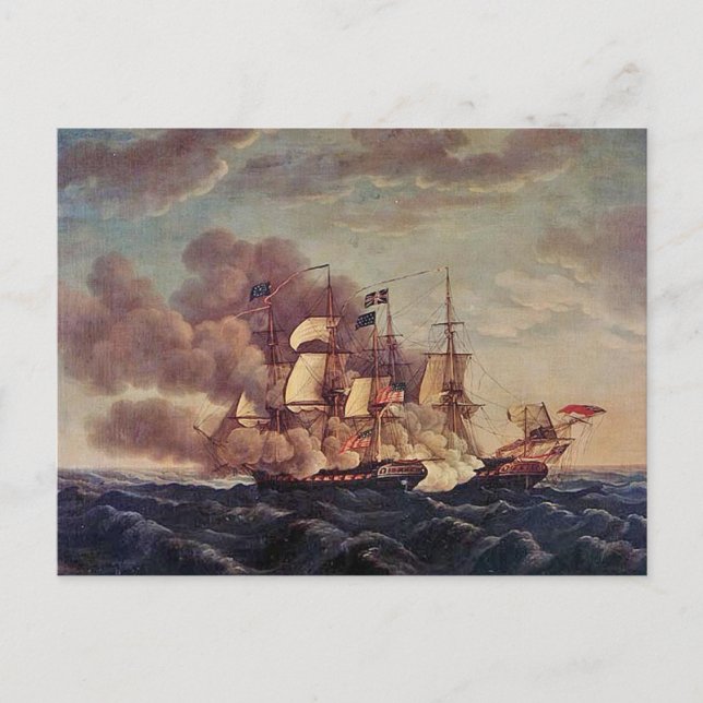 USS Constitution vs. HMS Guerriere Postcard (Front)