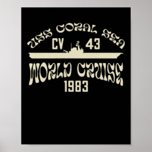 Uss Coral Sea 1983 World Cruise Cv-43 Aircraft Car Poster