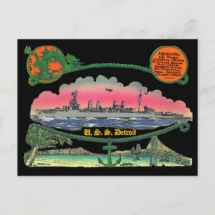 USS Detroit CL-8 Postcard