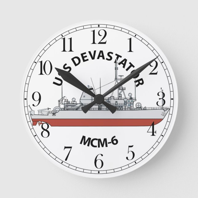 USS Devastator MCM-6 Round Clock (Front)